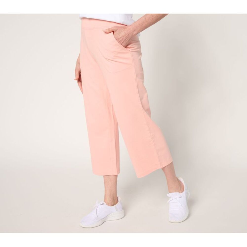 Denim & Co. Women's Pants Sz XS EasyWear French Terry Crop Pant Pink A685420